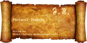 Hetesi Magda névjegykártya